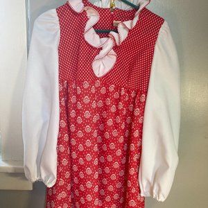 Late 60's Ruffled Long Sleeve Floral Dress